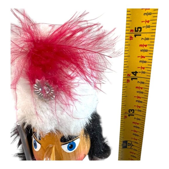 Traditional Wooden Red Nutcracker Toy Soldier Feather Plume Christmas Holiday - Picture 3 of 9